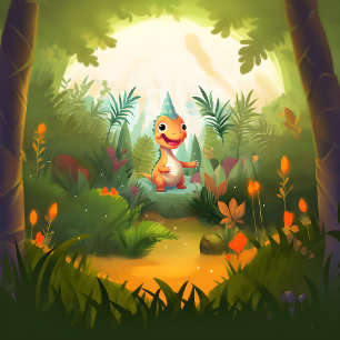 Cute Dinosaur Tropical Forest   Dino Barns födelse Pappersservett