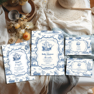 Nautical Baby Shower för marin blå Elegant Pappersservett