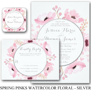 Information om vår Pinks Watercolor Blommigt Bröll Inbjudningar