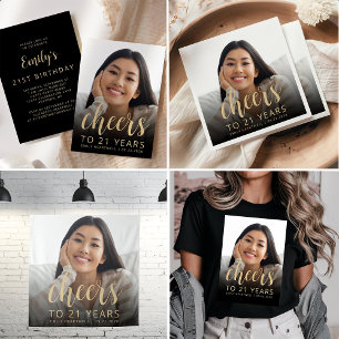 Anpassningsbar Photo Cheers 21:a födelsedag Party T Shirt