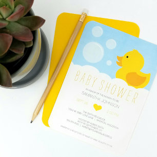 Inbjudan till gult Rubber Ducky Baby Shower