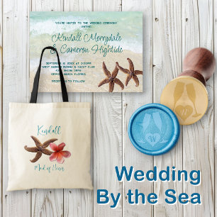 Beach Background Simple Seaside Bröllop Ceremony Inbjudningar