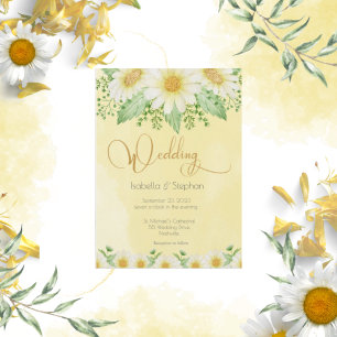 Daisy Watercolor White Blommigt Modern Bröllop Inv Inbjudningar
