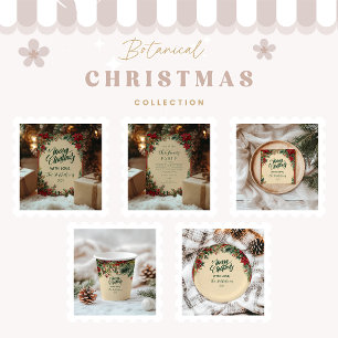 Rustic Red Poinsettia Julfest Julkort