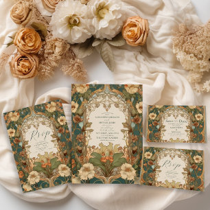 Flora Vintage Art nouveau Bröllop OSA Kort