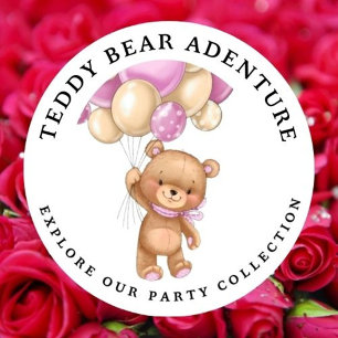Nalle Bubblon Rosa Baby Shower Spara datum