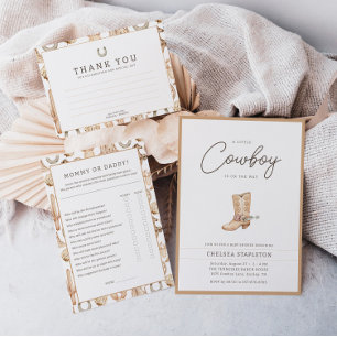 Little Cowboy Modern Western Rodeo Baby Shower Inbjudningar