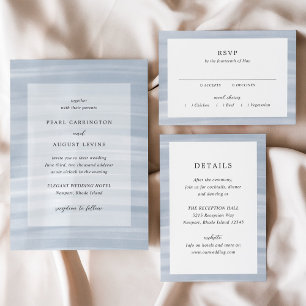 Kustens Chic Muted Blue Elegant bröllop Inbjudningar