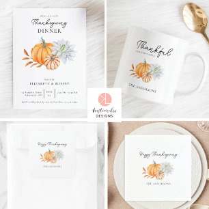Happy thanksgiving Pumpkin Fall Elegant Vykort
