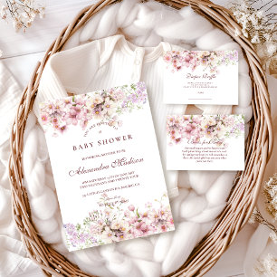 Pastellfärgad Blommande Baby Shower Blöja Lotteri Tilläggskort