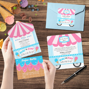 What's Scoop Ice Cream Parlor Gender Reveal Fyrkantigt Klistermärke
