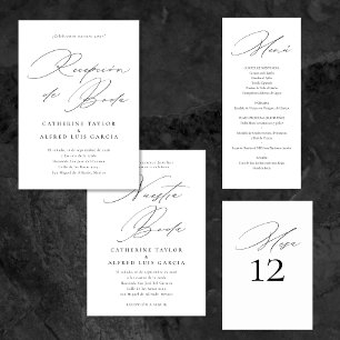 Tarjeta de Menú de Boda Elegante Caligrafía Meny