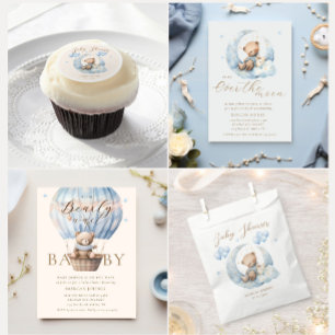 Blue Nalle Stars Baby Shower Pappersservett