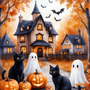 Cute Black Cat Halloween-presentens märkre Kawaii  Presentetikett