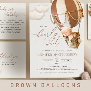 Bear Balloons Baby Shower allt i en inbjudan