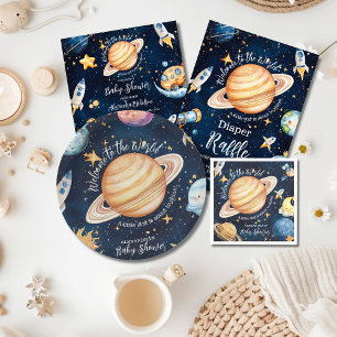 Modern Space Outer Galaxy Baby Shower Inbjudningar