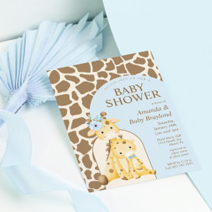 Flicka inte, pojke! Giraff Babyshower-inbjudan Inbjudningar