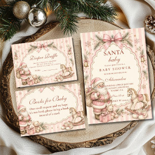 Rosa tomte jul bebis babyshower blöja- lotteri tilläggskort