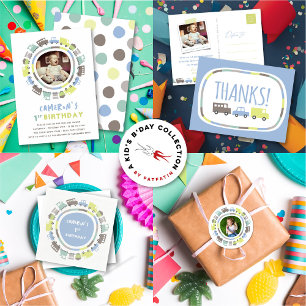 Boys Leksak Barn Födelsedagsfest Tackkort Card Vykort