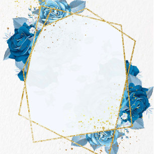 Cyan Blue Guld Geometric Par Shower Inbjudningar