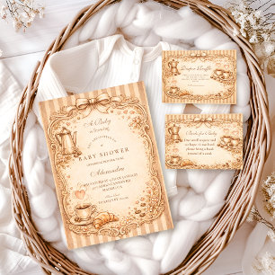 Vintage Café Baby Shower Inbjudningar