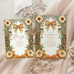 Coquette Bow Vintage Blommigt Art nouveau Bröllop
