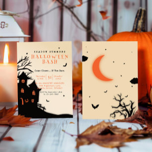 Spooky Halloween Graveyard Silhouette Party Inbjudningar