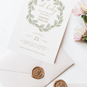 Kön Neutral Eucalyptus Löv Baby Shower Inbjudningar