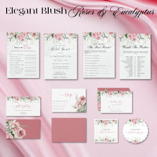 Elegant Eukalyptus & Rosa Rosor Inbjudan Fyrkantigt Klistermärke