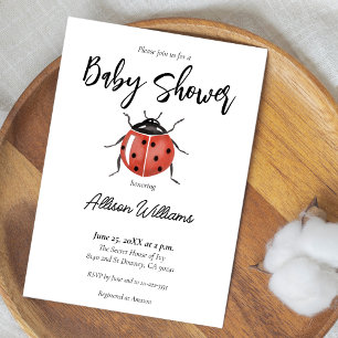 Adsible Ladybug Baby Shower Inbjudningar