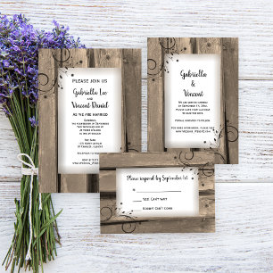 Land Barn Wood and Flowers Bröllop OSA Kort