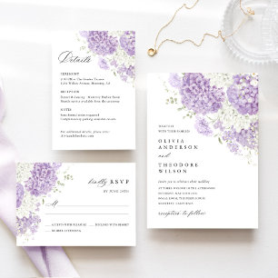 Lavendel Syrlilja Vit Blommig Bröllopsinformation, Tilläggskort