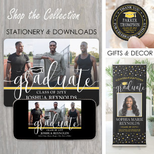 Modern Script Black och Guld 4 Photo Studenten Meddelande
