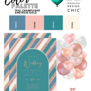 Färg Palette Teal Champagne Ro Guld Wedong