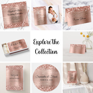 Glittery Ro Guld Ombre Foil Elegant bröllop Inbjudningar