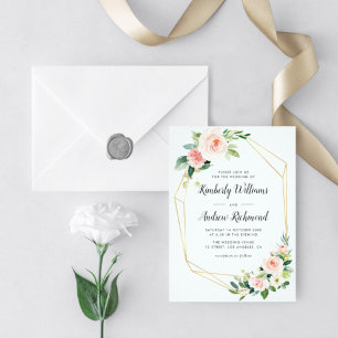 Elegant målad  rosa blommigt bröllop inbjudningar