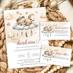 Vi är på molnet nio boho nalle-fjädrar elfenben t shirt