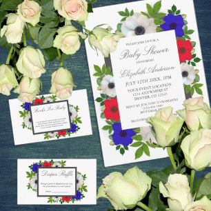Patriotic Panda Anemone Baby Shower Raffle Tilläggskort