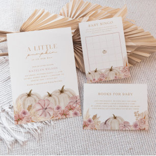 Boho Girls Pampas Grass Pumpkin Baby Shower Tilläggskort