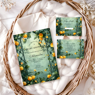 Mjuk Mint Citrus Baby Shower Inbjudningar