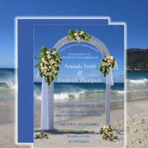 Inbjudan till vit ros Beach Wedding Shower
