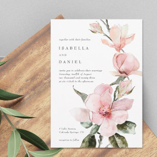 Classy Blommigt Magnolia Watercolor Bröllop