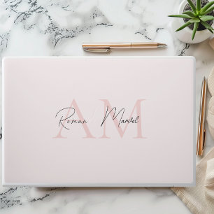 Minimalistisk monograminitial och Namn Pastel-Rosa