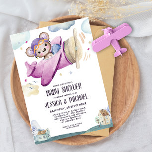 Baby Shower för Nalle-flygplan Inbjudningar