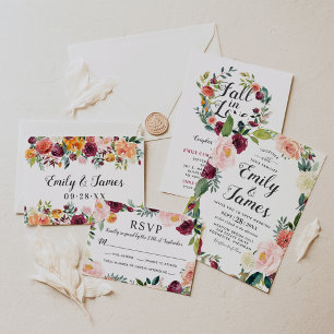 Rustik Burgundy Blommigt, Bröllop Monogram Pappersservett