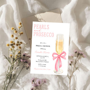 Pärlor i rosa och Prosecco Bröllopsfest Tacksamhet Tack Kort