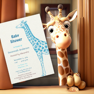 Giraffe Monkey Alligator Baby Teddy Boy Shower Inbjudningar