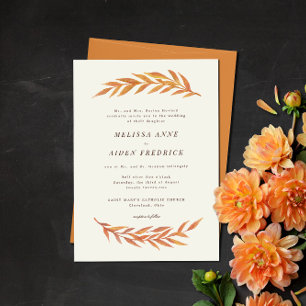 Enkel Orange Gren Bröllop Tackkort