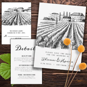 Vineyard Winery Theme Bröllop spara datum Datumet