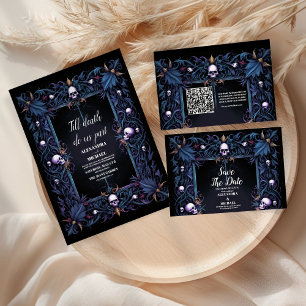 Blommigt Gothic Halloween Bröllop Inbjudningar